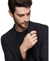 Men's Black Titanium Beveled Band Ring