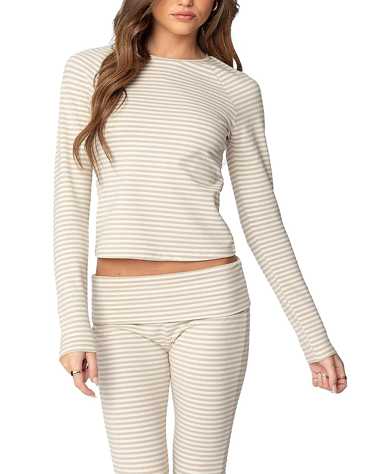 Edikted Kaeli Stripey Long Sleeve T Shirt