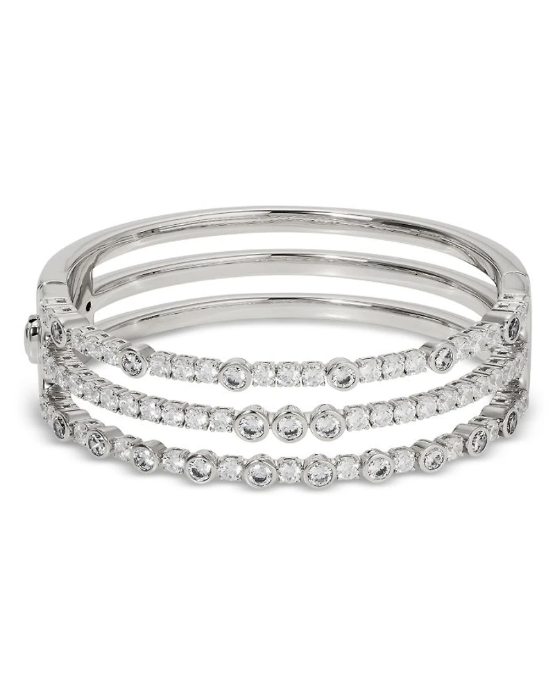Dazzle Cubic Zirconia Triple Row Hinged Bangle Bracelet