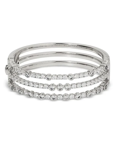 Dazzle Cubic Zirconia Triple Row Hinged Bangle Bracelet