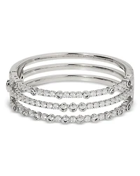 Dazzle Cubic Zirconia Triple Row Hinged Bangle Bracelet
