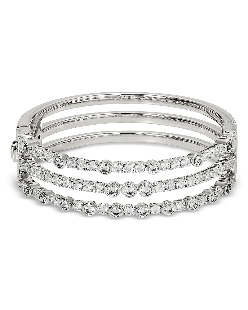 Nadri Dazzle Cubic Zirconia Triple Row Hinged Bangle Bracelet