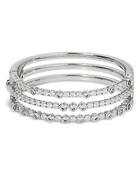 Nadri Dazzle Cubic Zirconia Triple Row Hinged Bangle Bracelet