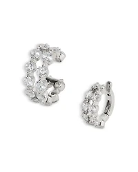 Cassi Cubic Zirconia Single Cuff & Single Hoop Clip On Earrings, Set of 2