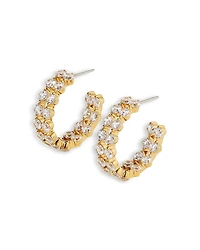 Nadri Cassi Cubic Zirconia Double Row Small Hoop Earrings
