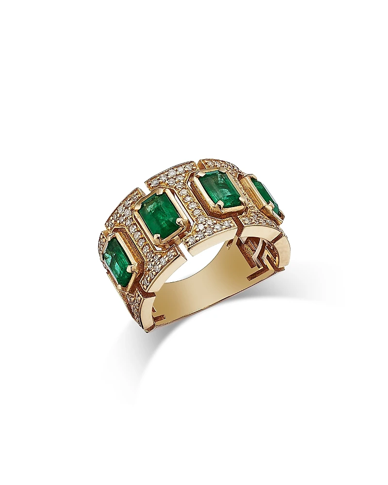 Bloomingdale's Fine Collection Emerald & Diamond Band Ring