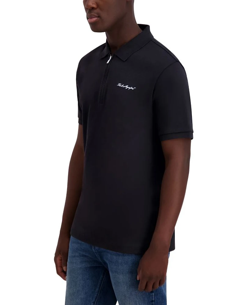 Half Zip Signature Logo Polo Shirt