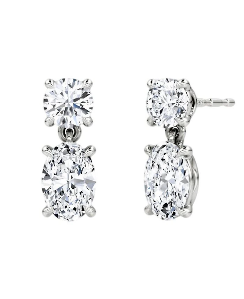 Signature Drop Earring in 14K White Gold, 1.5ctw Round Brilliant & Oval Lab Grown Diamonds
