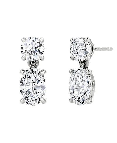 Signature Drop Earring in 14K White Gold, 1.5ctw Round Brilliant & Oval Lab Grown Diamonds