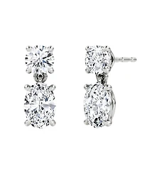 Signature Drop Earring in 14K White Gold, 1.5ctw Round Brilliant & Oval Lab Grown Diamonds