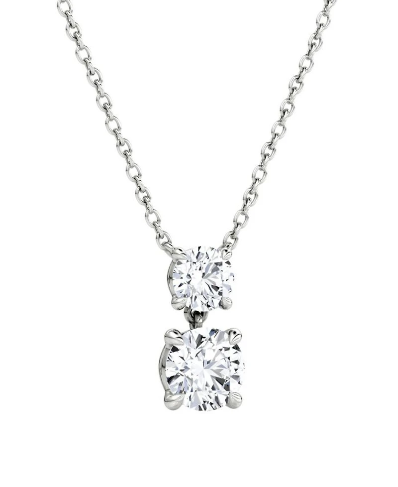Signature Duo Drop Necklace 14K White Gold, 1.5ctw Round Brilliant Lab Grown Diamonds