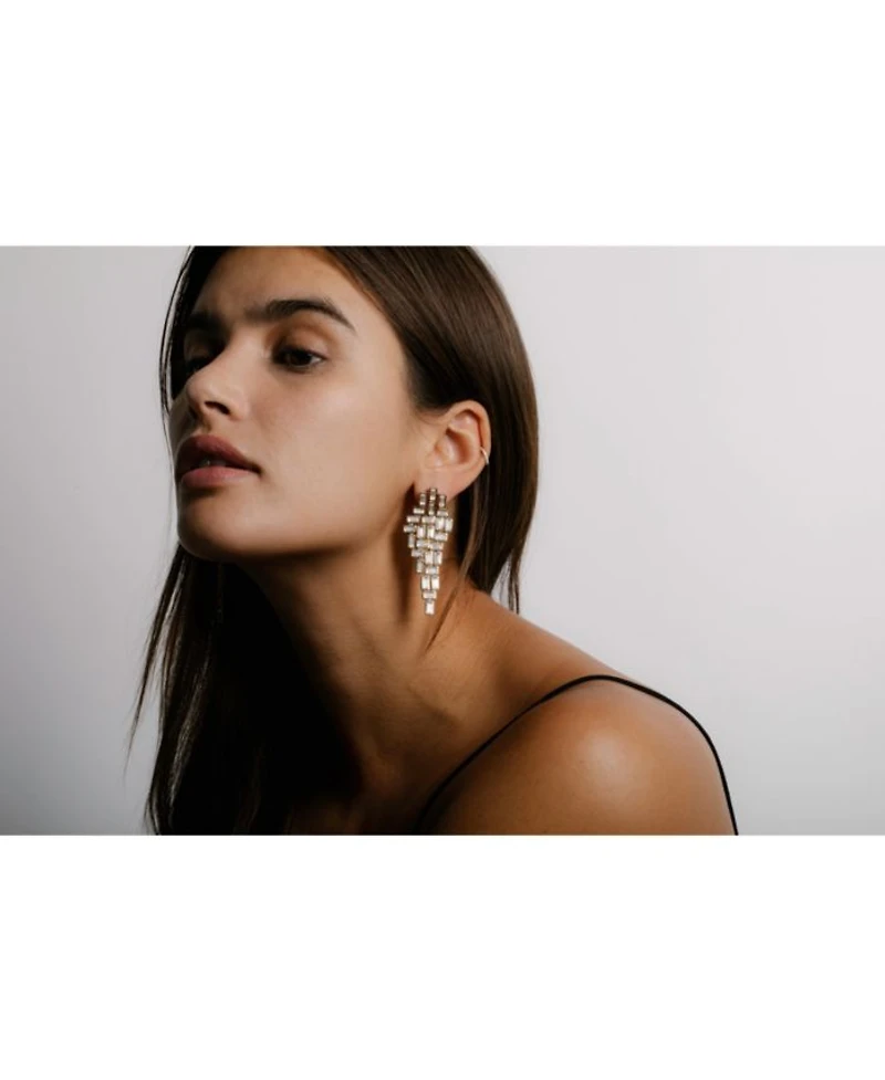 Baguette Cascade Earrings 14K White Gold, 12.5ctw Lab Grown Diamonds
