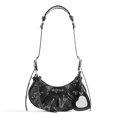 Le Cagole Xs Shoulder Bag Eiffel Tower with Rhinestones