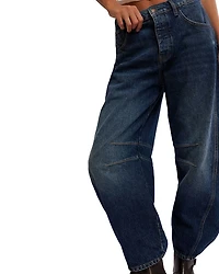 We The Free Good Luck Mid Rise Barrel Jeans Deep End