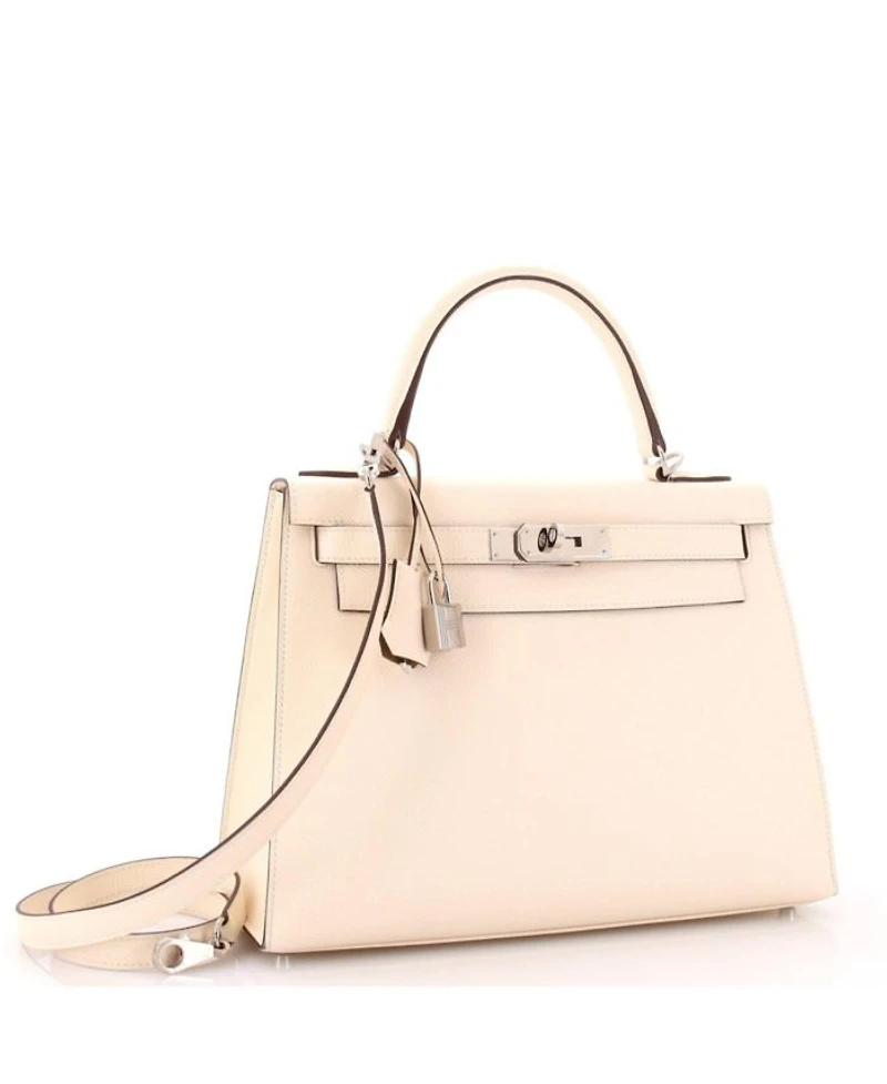 Kelly 28 Handbag Verso Epsom with Palladium Hardware