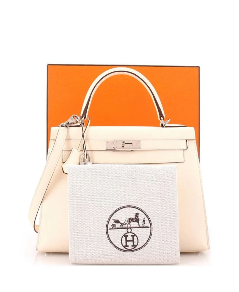 Kelly 28 Handbag Verso Epsom with Palladium Hardware