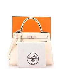 Kelly 28 Handbag Verso Epsom with Palladium Hardware