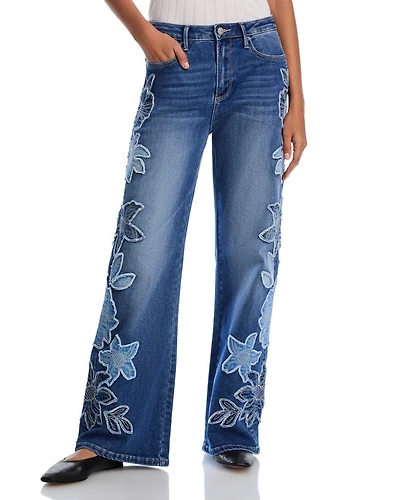 Charlee x Denim Patch Wide Legs Jeans Medium Wash