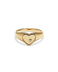 Yvonne Leon 9K Yellow Gold Diamond Heart Signet Ring