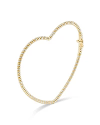 Yvonne Leon 9K White & Yellow Gold Jonc Coeur Torsade Ridged Heart Bangle Bracelet