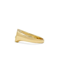 9K Yellow Gold Diamond Heart Signet Ring