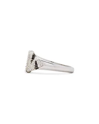 9K White Gold Grey & Black Diamond Zebra Oval Signet Ring, 0.29 tcw