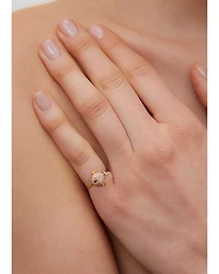 18K Yellow Gold Grey Diamond & Ruby Little Fish Ring