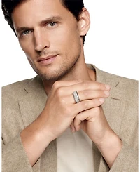 Men's Streamline® Signet Ring Sterling Silver with Diamonds, 10mm