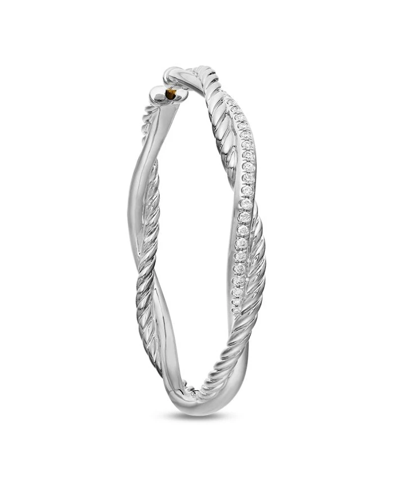 Petite Infinity Hoop Earrings in Sterling Silver with Pavé Diamonds