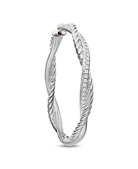Petite Infinity Hoop Earrings in Sterling Silver with Pavé Diamonds