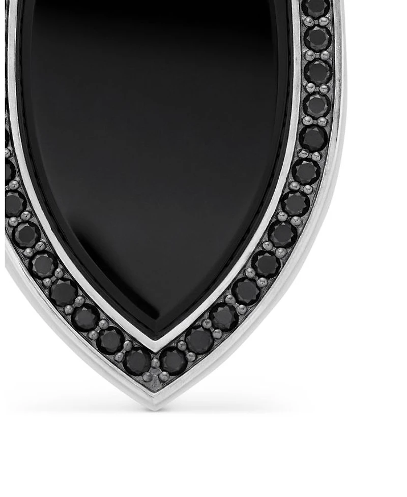 Shield Amulet Pendant with Black Onyx and Pavé Black Diamonds
