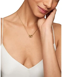 18K Yellow Gold Modern Renaissance Diamond Interlocking Ring Pendant Necklace, 17"