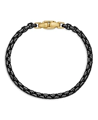Men's Box Chain Bracelet Sterling Silver or Stainless Steel with 14K Yellow Gold, 5mm