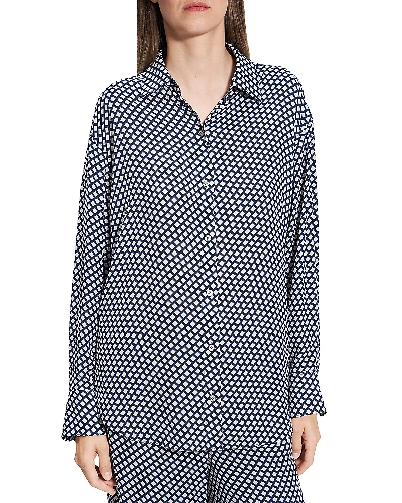Theory Geo Print Boyfriend Shirt