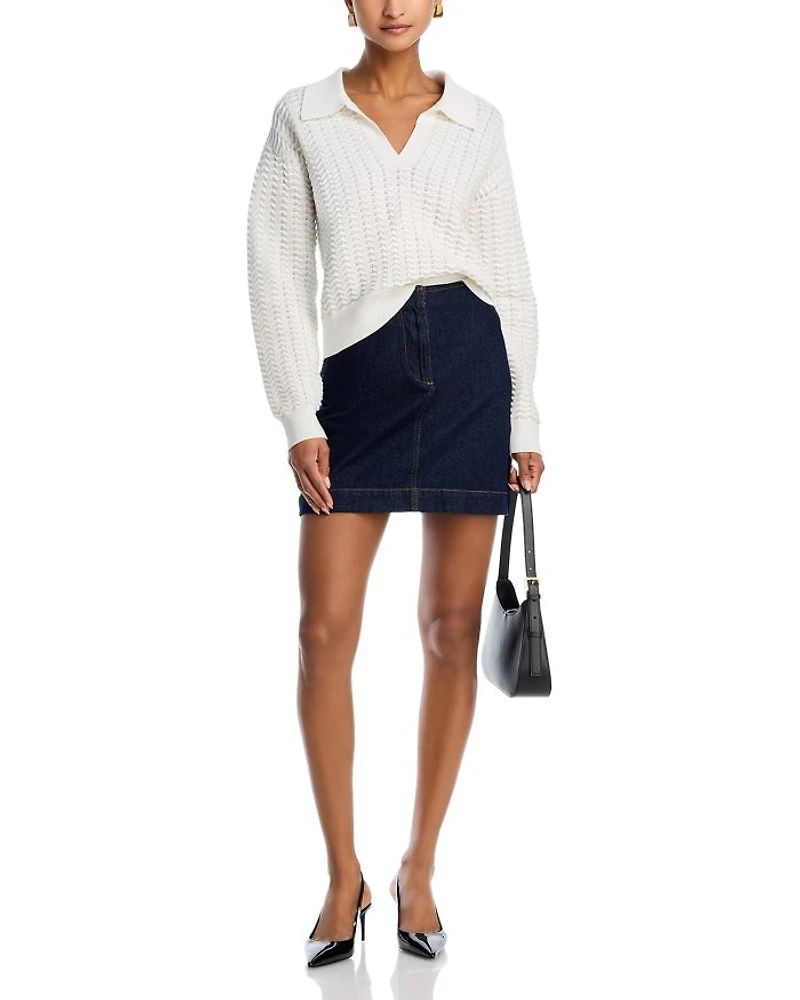 Mozart Scallop Stitch Polo Sweater