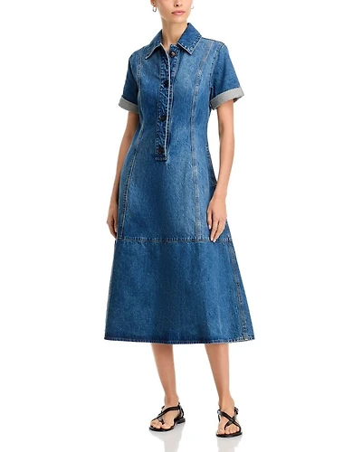 Button Front Denim Dress