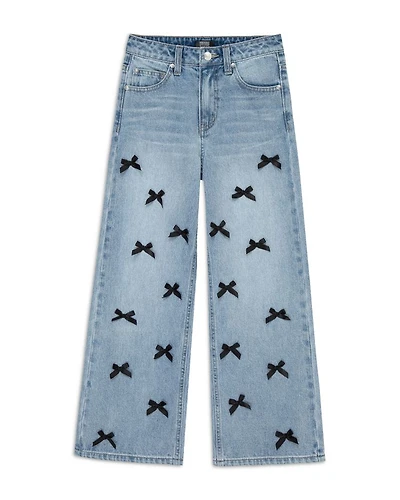Girls' Wide Leg Bow Appliqué Jeans - Big Kid