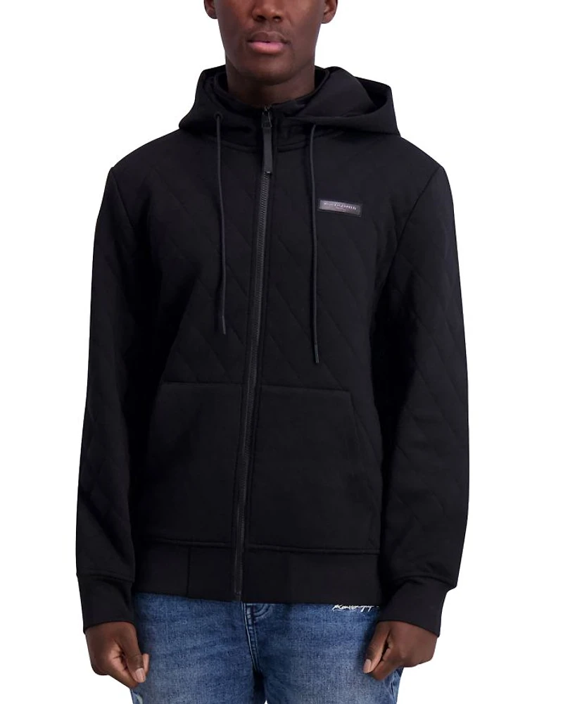 Slim Fit Quilted Zip Hoodie