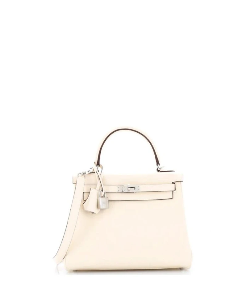 Kelly 25 Handbag Light Swift with Palladium Hardware