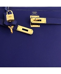 Kelly 32 Handbag Blue Epsom with Gold Hardware