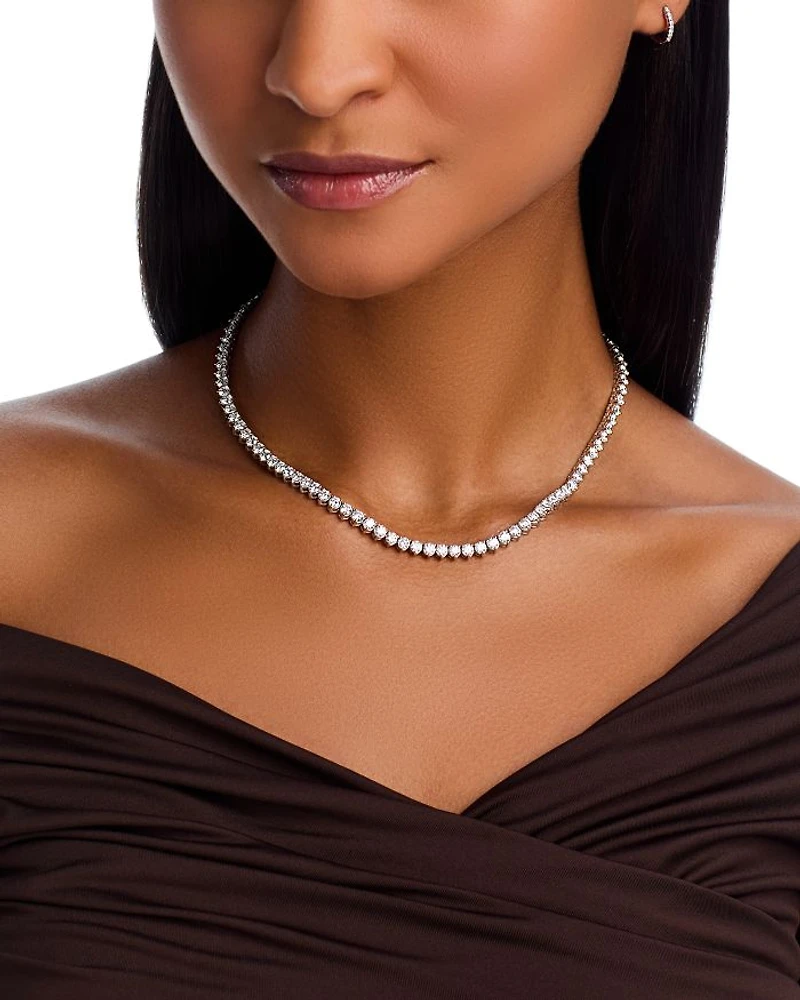 Certified Lab Grown Diamond Tennis Necklace 18K White Gold, 15.0 or 20.0 tcw