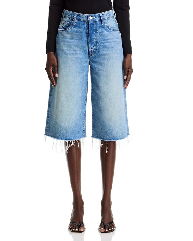 The Whole Fray Denim Culotte Shorts Wipeout