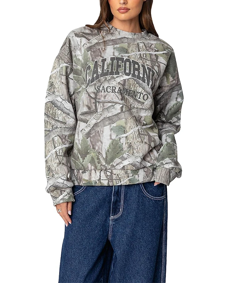 Edikted Cali Baby Camo Sweatshirt