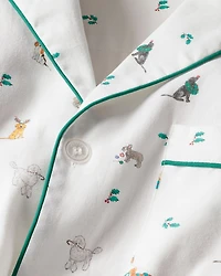 Jingle Paws Brushed Cotton Twill Printed Pajama Set