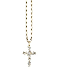 Sydney Evan 14K Yellow Gold Diamond Cluster Cross Pendant Necklace, 18