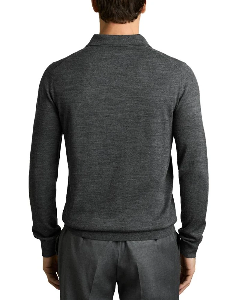 Regular Fit Quarter Button Merino Wool Polo Sweater
