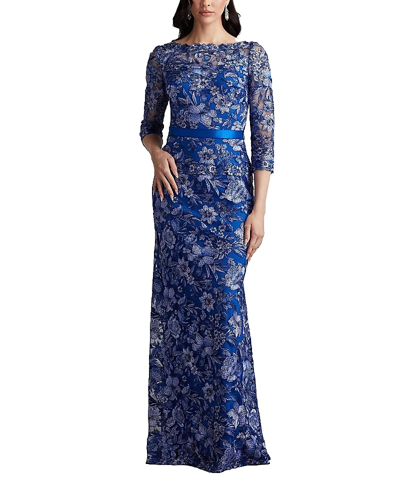 Tadashi Shoji Fulcher Embroidered Illusion Gown