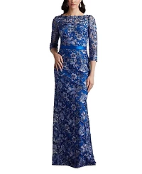 Tadashi Shoji Fulcher Embroidered Illusion Gown