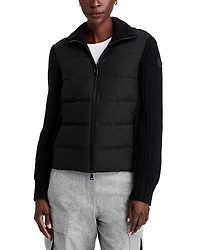 Moncler Mixed Media Wool & Cashmere Zip Up Cardigan
