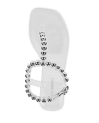 Women's Square Toe Bead Detail Jelly Thong Sandals